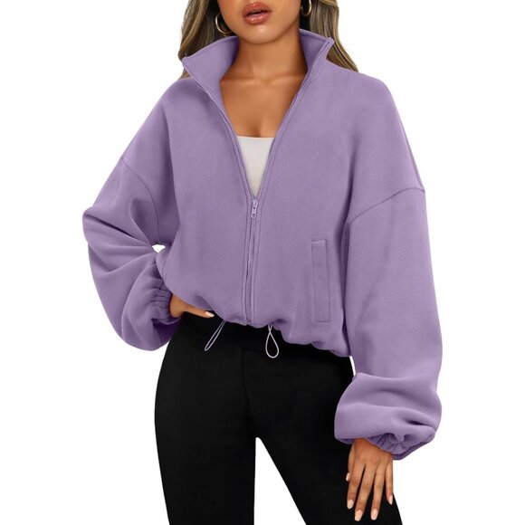 〽️Womens Purple AUTOMET Oversized Fleece Sherpa Sweatshirt Fashion Jacket